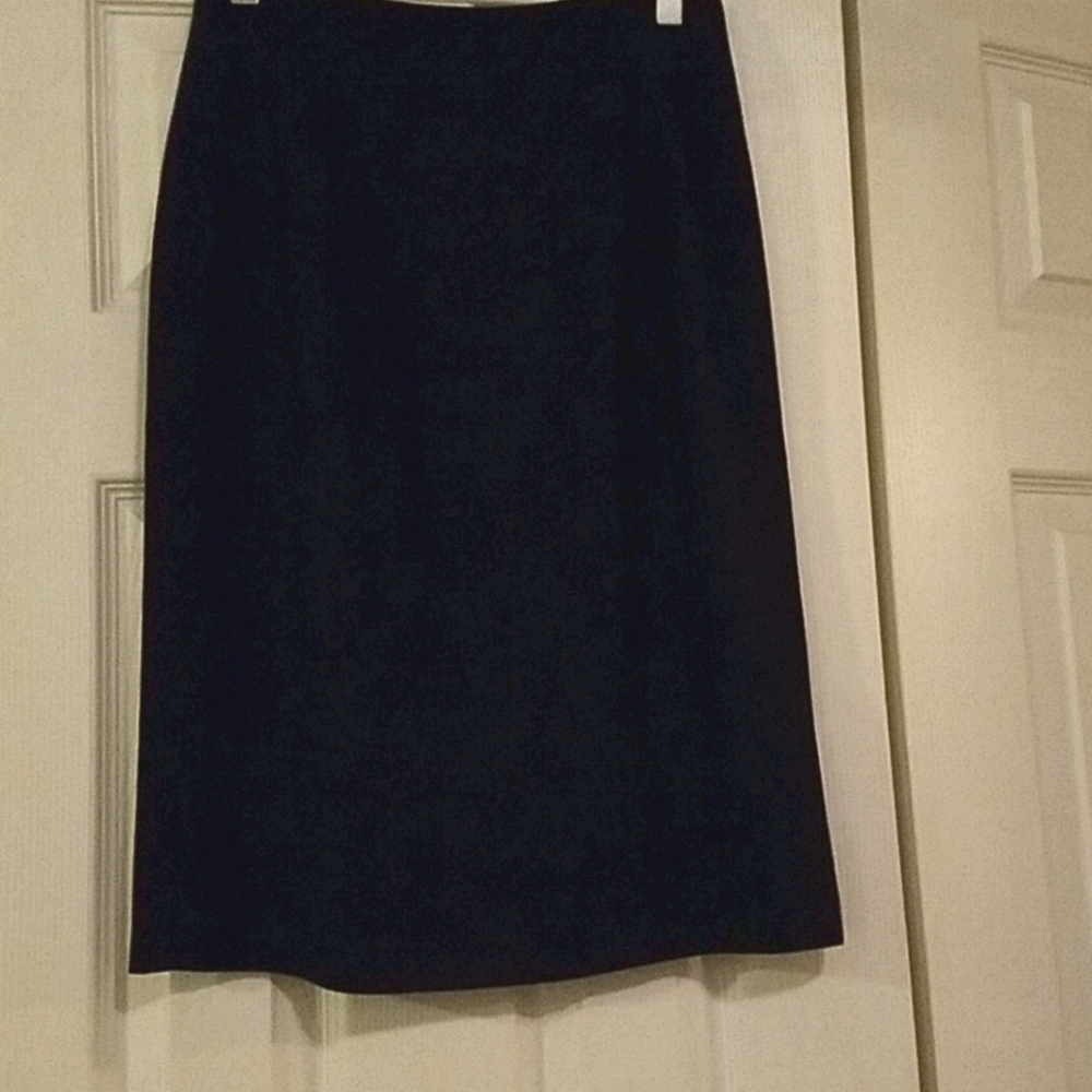 Navy linen straight skirt